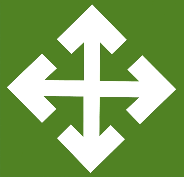 arrows pointing inward logo