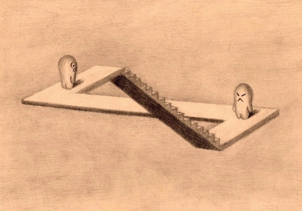 stairs drawing optical illusion